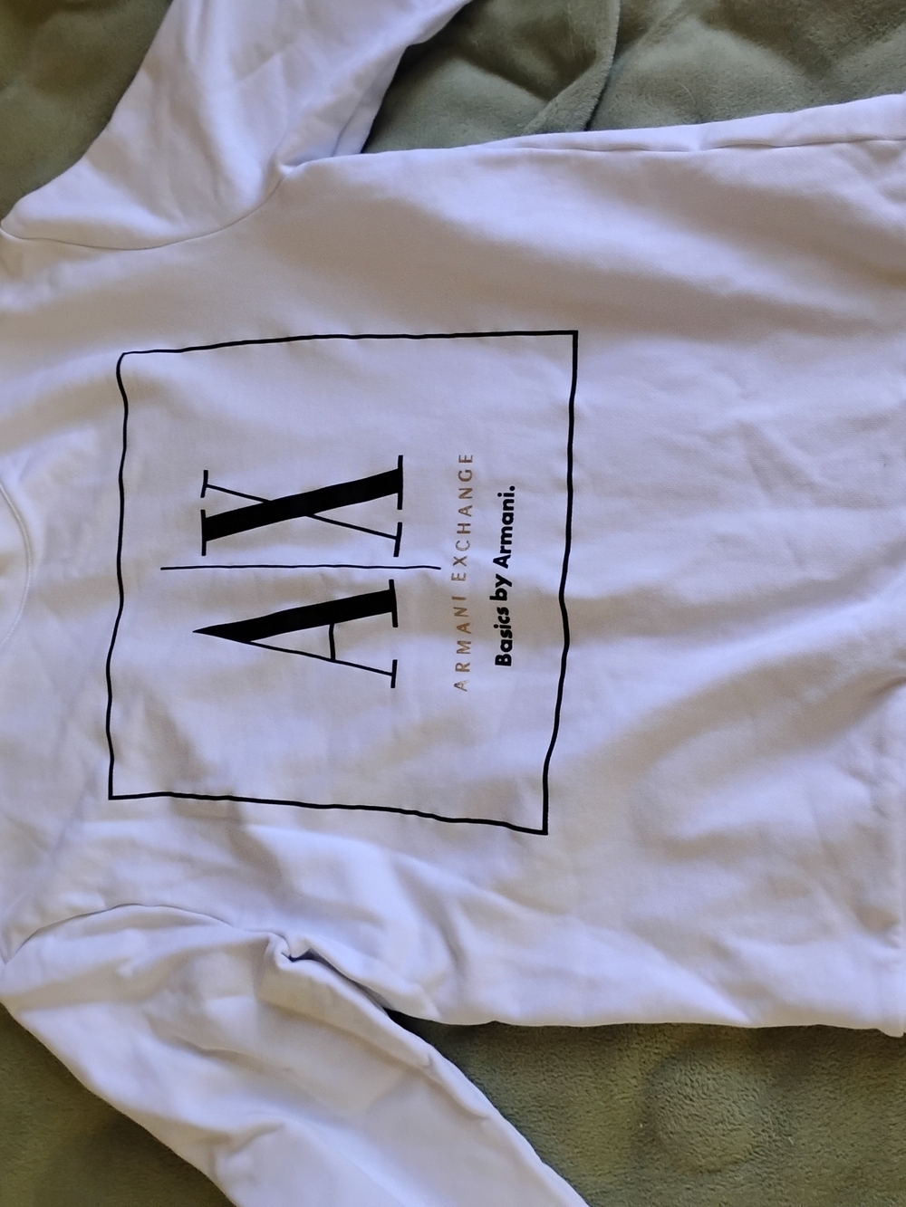 Armani Exchange White Sweatshirt with Black AX Logo